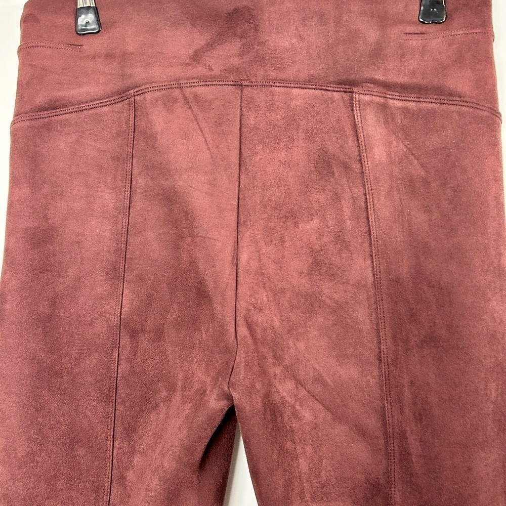 SPANX Faux Suede Leggings Dark Red Large EUC - Picture 6 of 8